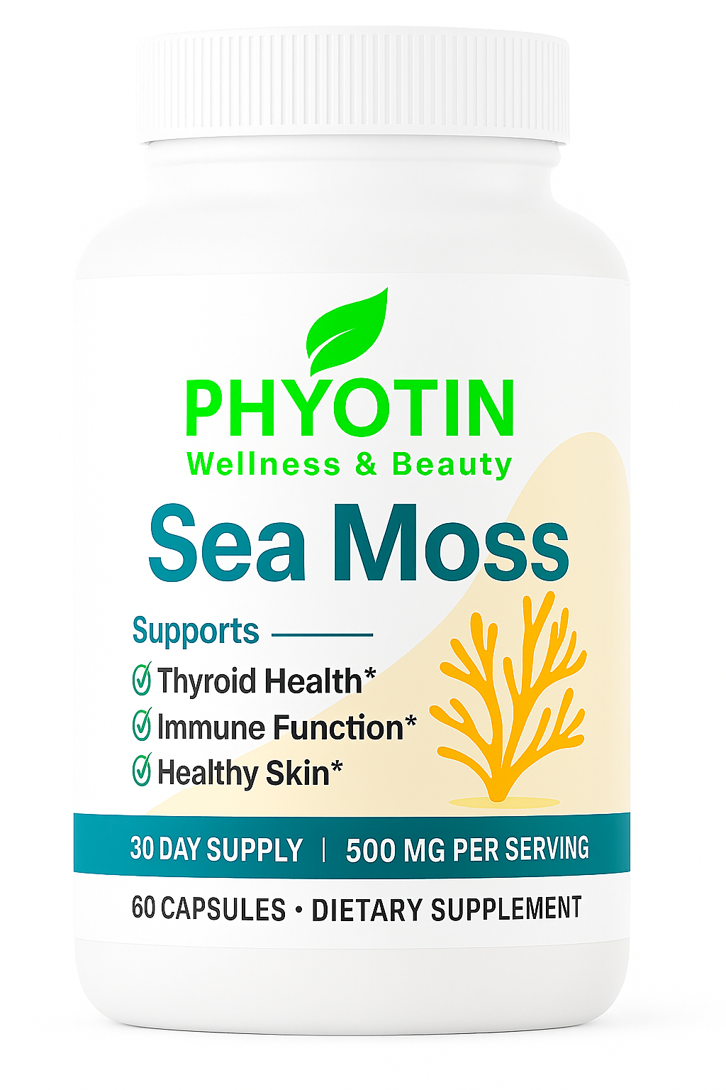 PHYOTIN Sea Moss Complex 1405mg - Irish Moss, Bladderwrack & Burdock for Thyroid Health
