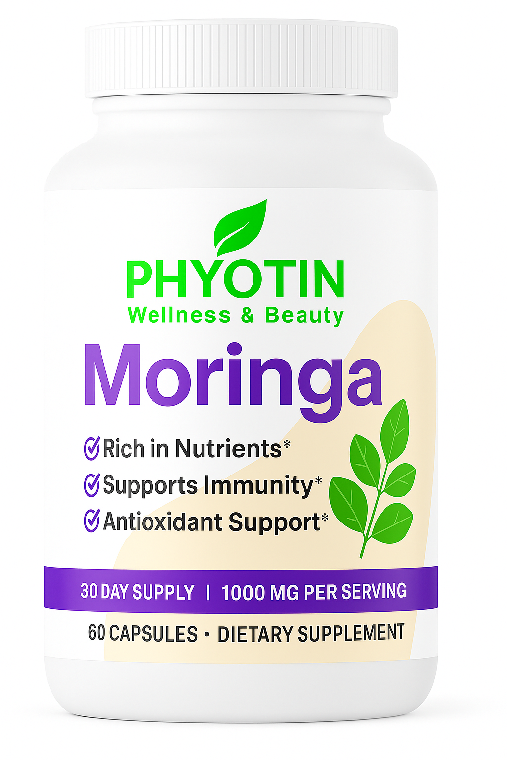 PHYOTIN Moringa 800mg - Organic Superfood Energy & Immunity Supplement