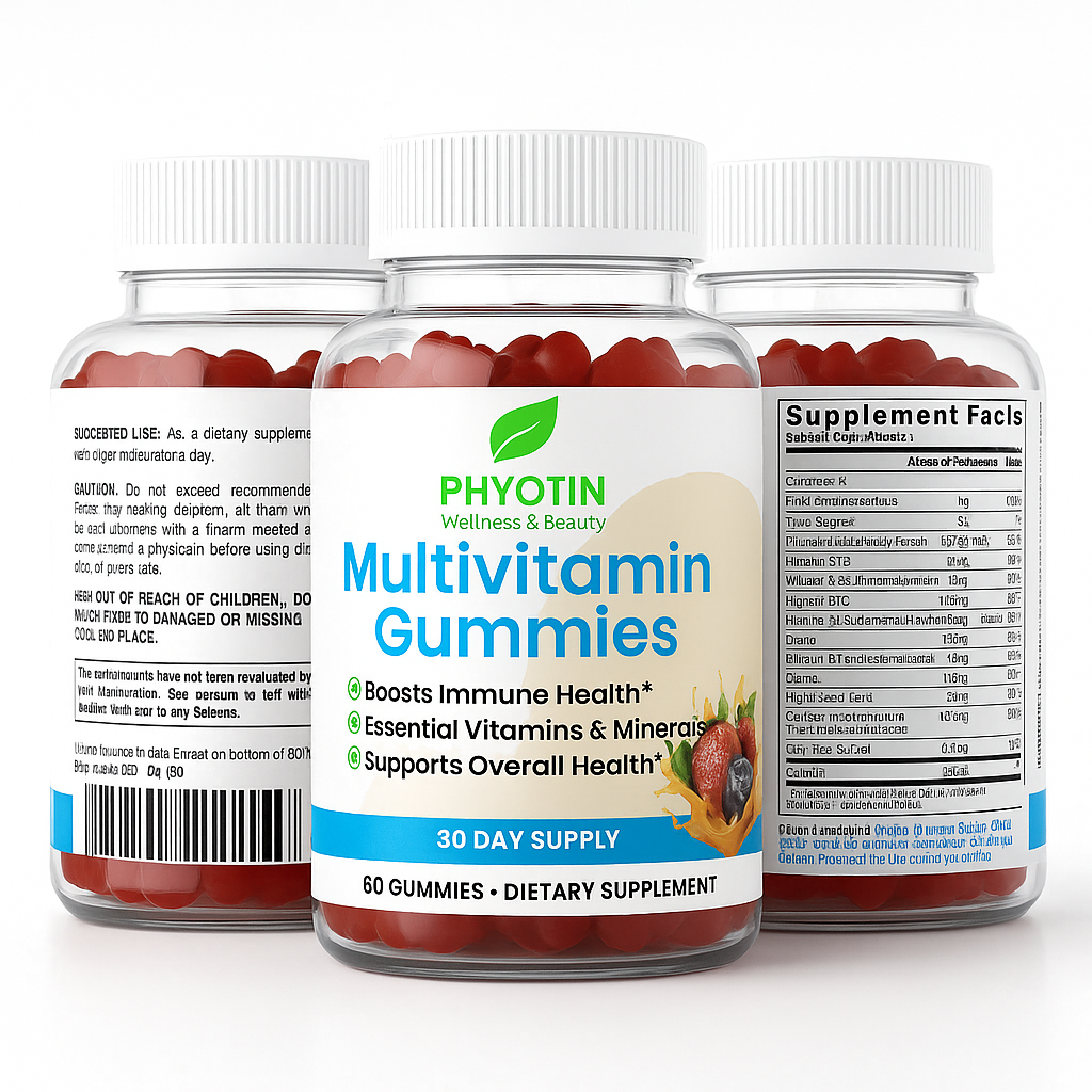 Phyotin Multivitamin Gummies – Daily Immune & Energy Support with Essential Vitamins & Minerals | 60 Gummies