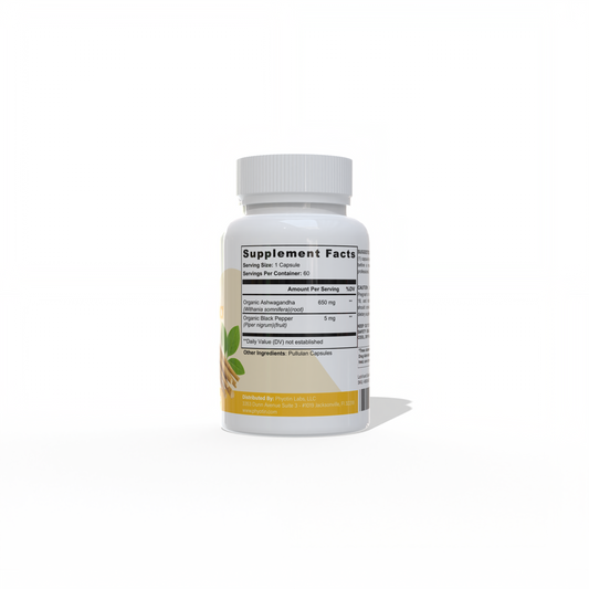 Phyotin Ashwagandha + Black Pepper – Stress Relief & Mood Support (650 mg)