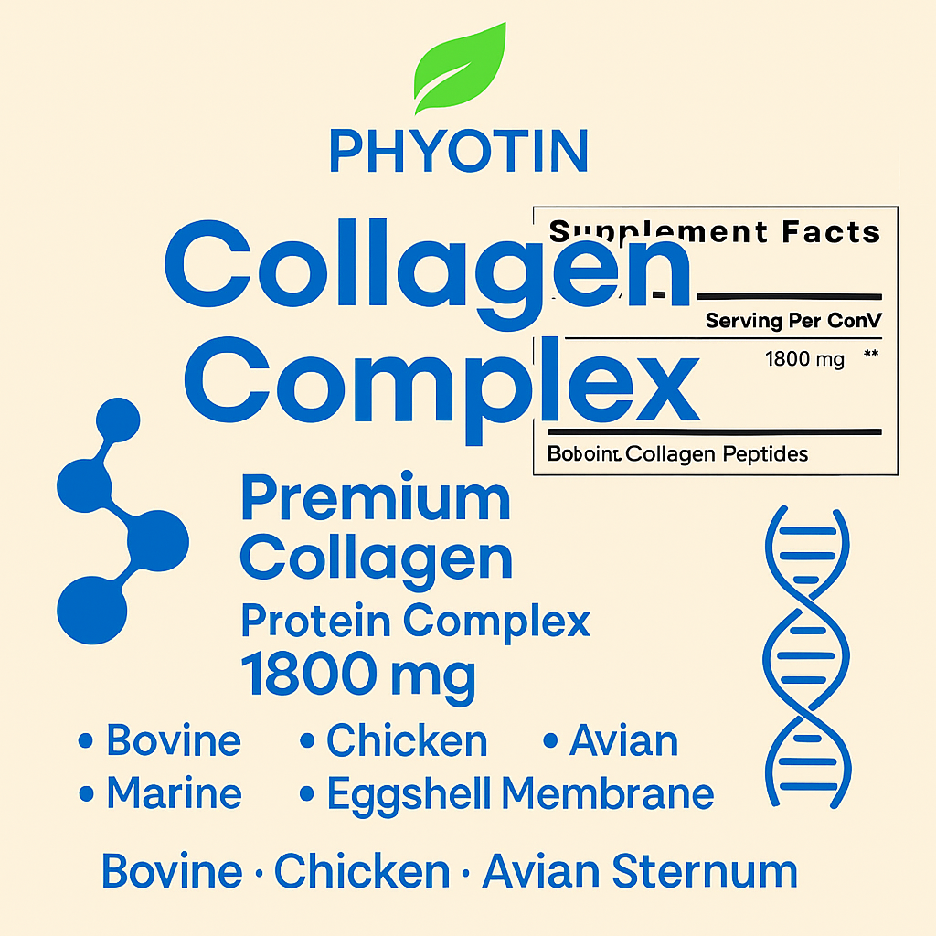 Collagen Supplement 1800mg - PHYOTIN Multi-Source Complex for Skin Hair Nails | 90 Capsules