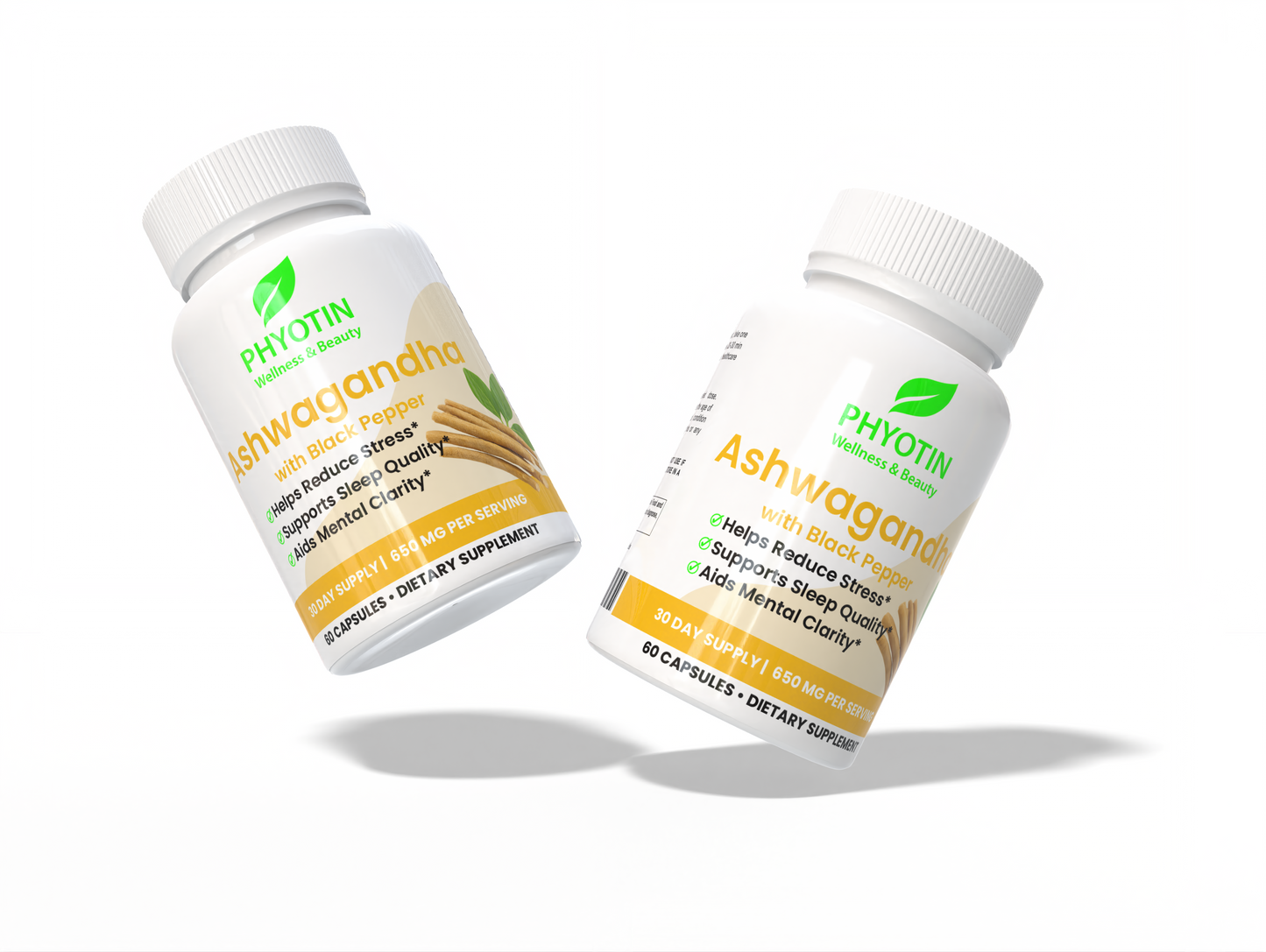 Phyotin Ashwagandha + Black Pepper – Stress Relief & Mood Support (650 mg)