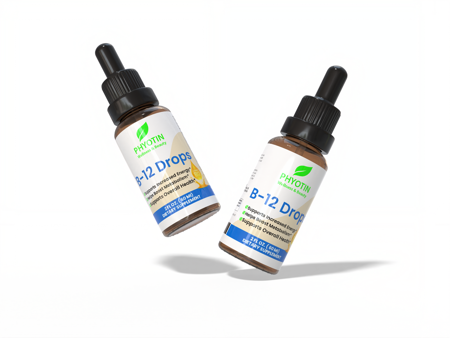 Two Phyotin B-12 Drop bottles on a white background