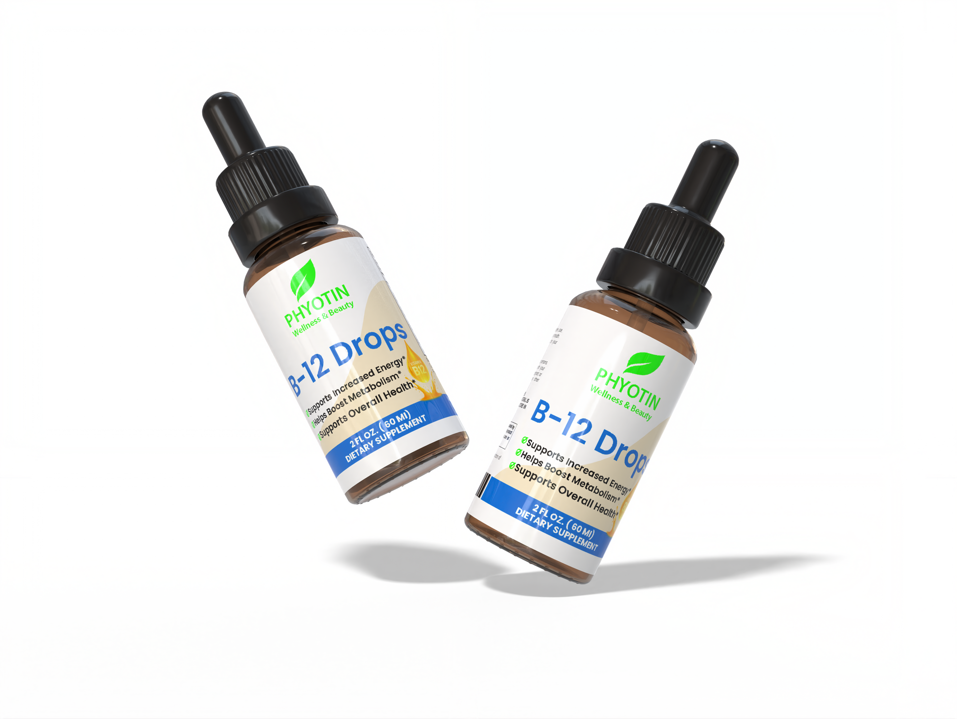Two Phyotin B-12 Drop bottles on a white background
