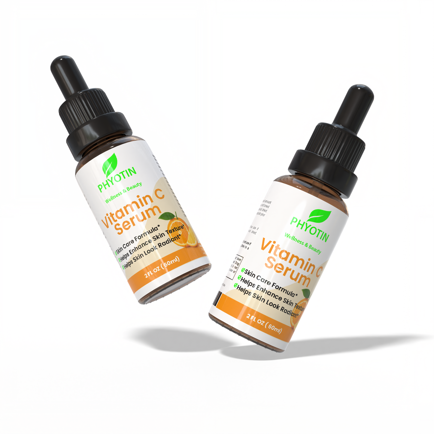 Two bottles of Phyotin Vitamin C Serum on a white background