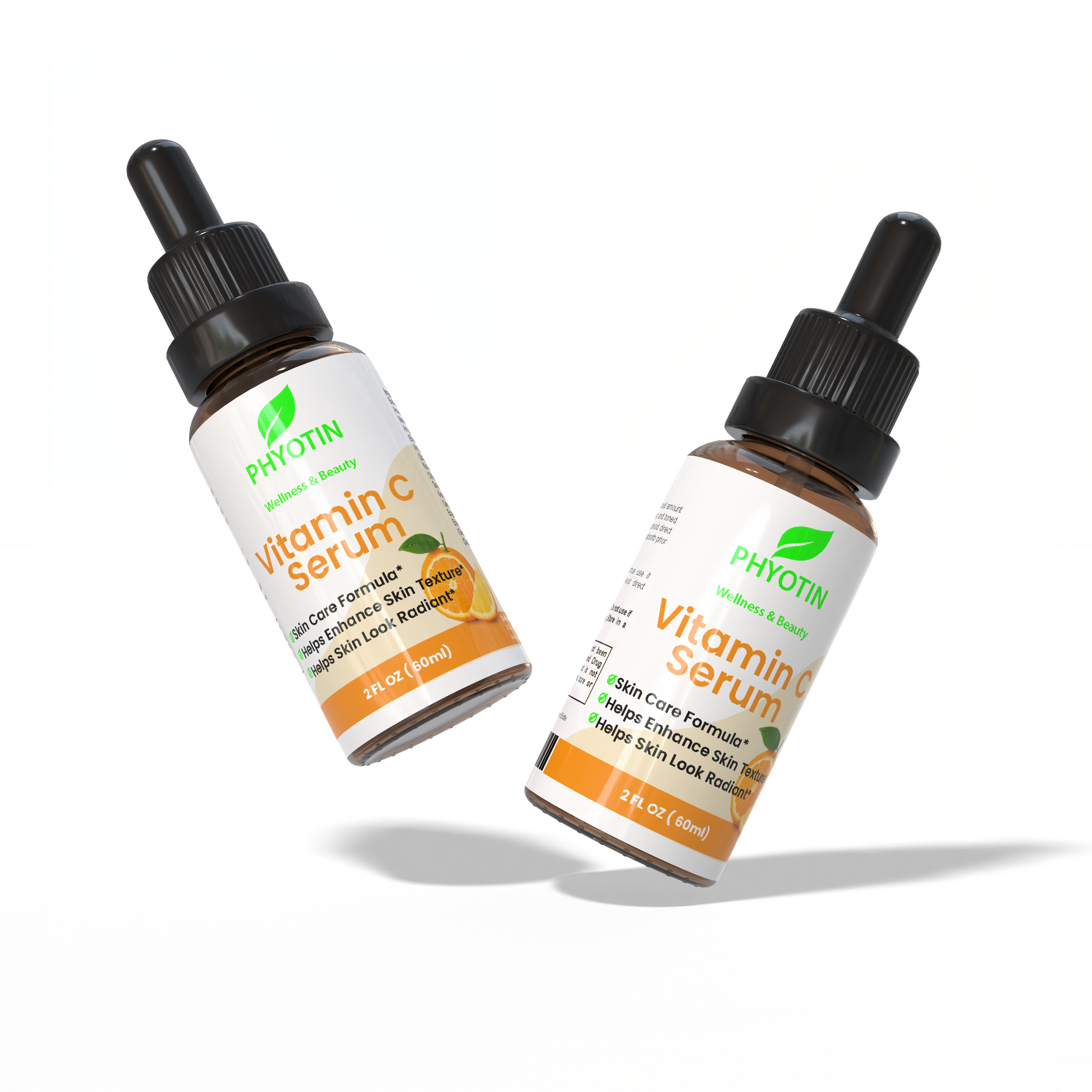 Two bottles of Phyotin Vitamin C Serum on a white background