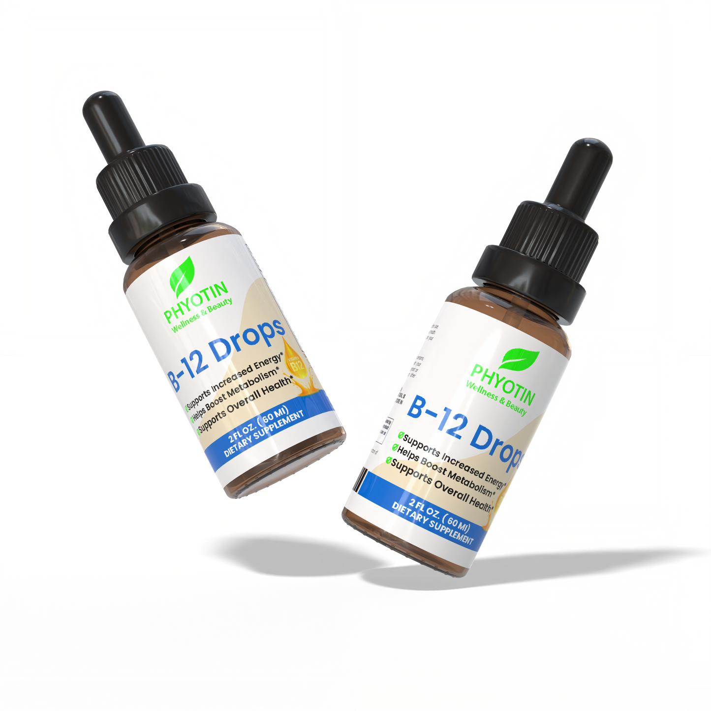 Two Phyotin B-12 Drop bottles on a white background