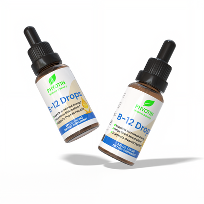 Two Phyotin B-12 Drop bottles on a white background