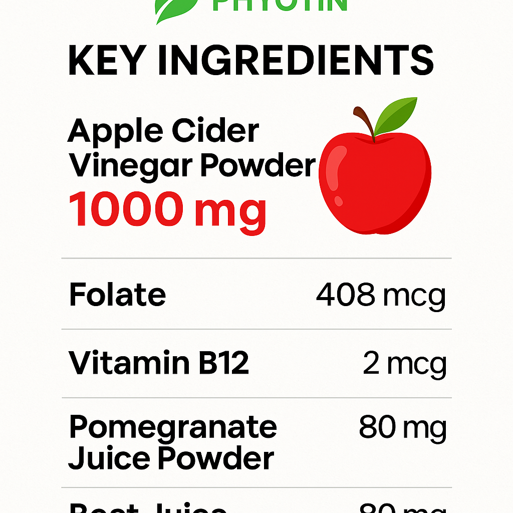 PHYOTIN Apple Cider Vinegar Gummies 1000mg - Weight Loss & Detox Support