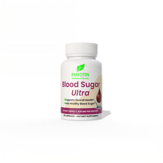 Phyotin Blood Sugar Ultra supplement bottle for glucose and metabolic support
