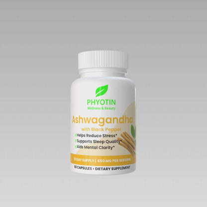 Phyotin Ashwagandha + Black Pepper – Stress Relief & Mood Support (650 mg)